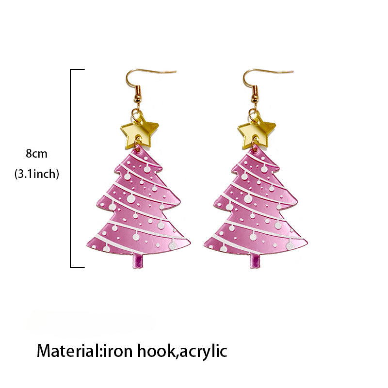 Wholesale Christmas Mirror Acrylic Spliced Christmas Tree Earrings